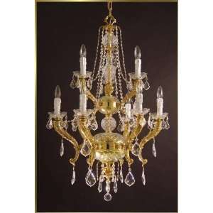  Small Crystal Chandelier, RF 6007, 9 lights, Old Gold, 26 