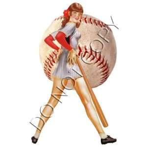  Vintage Baseball Pinup Decal s164 Musical Instruments