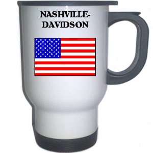 US Flag   Nashville Davidson, Tennessee (TN) White Stainless Steel Mug