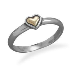  14 Karat Gold and Sterling Silver Heart Ring Jewelry