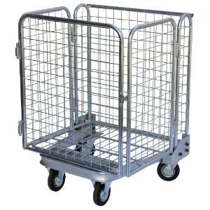 Vestil ROL Steel Wire Cage Cart, 1 Shelf, 660 lbs Load Capacity, 35 5 