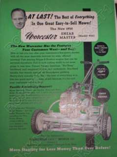1950 Worcester Lawn Mower AD Shear Master COLOR Advertisement  