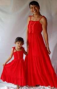 ZV363 RED/DRESSES 2 PC SET MOTHER DAUGHTER M L XL 1X 2X  
