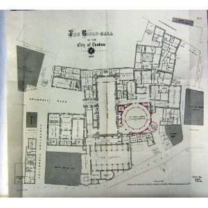 Plan Of Building The Guild Hall City Of London Print 