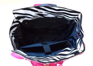 19 L Computer/Laptop Bag Tote Duffel Rolling Wheel Travel Pink Zebra 
