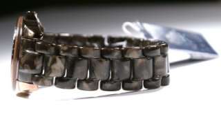 95 Anne Klein 10/9805 BNBN Crystal Accented Brown Ceramic Bracelet 