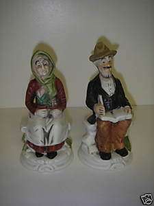 Decorative Ceramic FIGURINEs Old Man & Old Woman  