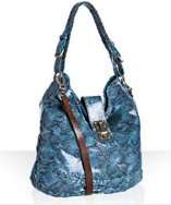 style #309229402 turquoise leather python embossed hobo