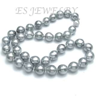ES GORGEOUS 14K W GOLD RARE NATURAL SILVERY GRAY BAROQUE TAHITIAN 