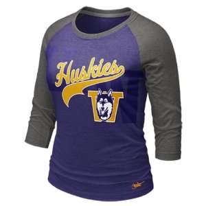  Nike Washington Huskies Womens Retro 3/4 Raglan T Shirt 