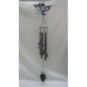  48 Large Blue Silver Butterfly Wind Chime Patio, Lawn & Garden