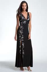 Betsy & Adam Sequin Detail Deep V Jersey Gown $188.00