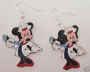 Minnie Mouse Nurse earrings disney altered art,nursing  