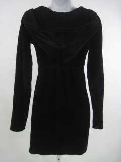 SO LOW Black Long Sleeve Hooded Velour Dress Sz XS  