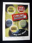 Girling Disc & Drum Brakes Dampers Steering 1956 print Ad 