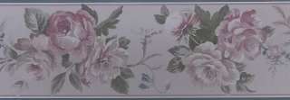 Flower Wallpaper Border Carnation Rose Vine Blue Wall  