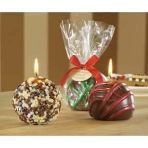  Set 3 Candy Apple Shaped Round Candles Chocolate