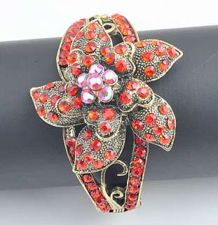   lots 42pcs VTG rhinestone flower cuff Bangle bracelets  