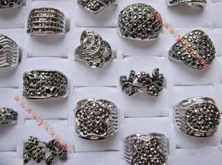 wholesale lots 18 piece vintage style Marcasite Silver rings  