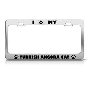  Turkish Angora Cat Chrome Metal License Plate Frame Tag 