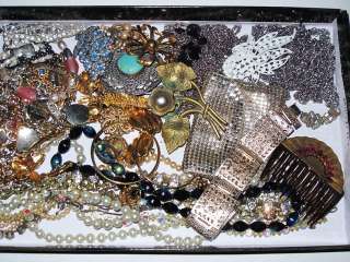 47 Pc Craft Wear Costume Jewelry Lot Rhinestone Pearl Necklace 