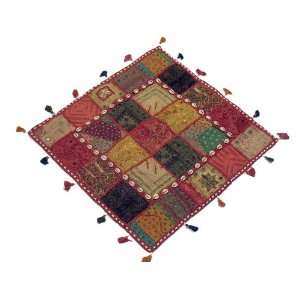   Embroidery Rajasthan Pillow Mirror Cowrie Shell Handmade Floor Cushion