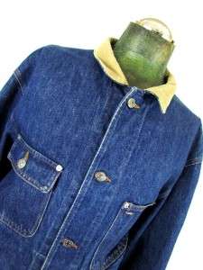 vintage mens indigo denim RALPH LAUREN POLO jean jacket USA corduroy 