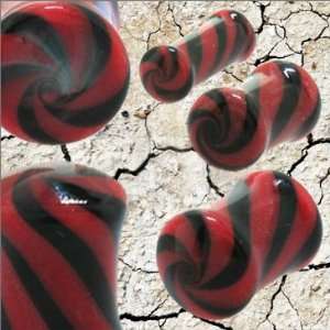  Glass Red Black Swirl Plugs   6g (4mm)   Sold As A Pair Jewelry