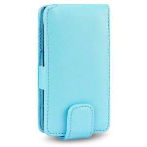  NOKIA N9 PU LEATHER FLIP CASE   BABY BLUE, WITH QUBITS 
