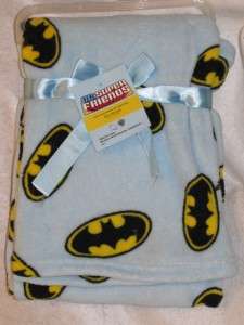 NEW Boys DC Comics BATMAN Soft Blue Micro Fleece Toddler Blanket 
