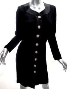 YVES SAINT LAURENT ENCORE VINTAGE BLACK Coat Dress 6  