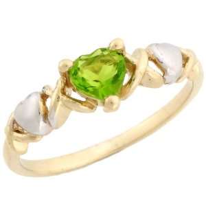   Gold Heart Shape Synthetic Peridot August Birthstone Ring Jewelry