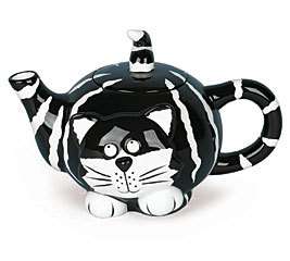 Chester Cat Teapot, Cat tea pot, NiB, black and white cat, cat teapot 