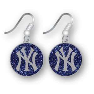  New York Yankees Glitter Dangle Earrings Aminco Sports 
