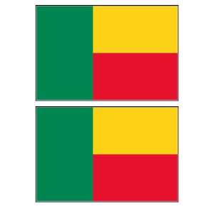  2 Benin Beninese Flag Stickers Decal Bumper Window Laptop 
