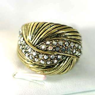   Mens Carved Copper Twist Diamante CZ Ring Fashion Jewelry  