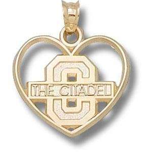    Citadel Bulldogs 3/4in 14k Heart Pendant/14kt yellow gold Jewelry