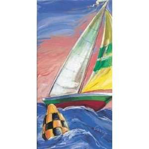  Red Sail Boat   Poster (8 x 16.5)