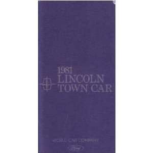  1981 LINCOLN TOWN CAR Owners Manual User Guide Automotive