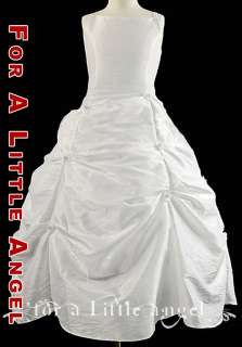 WHITE FLOWER GIRL PAGEANT TAFFETA DRESS g sizes 2 4 6 8  