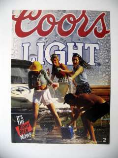 Coors Light Beer young women washing car 1992 print Ad advertisement 