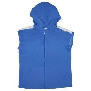  Sleeveless Mesh Athletic Hoodie Jacket Vest in BLUE 