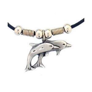  Earth Spirit Necklace   Double Dolphins