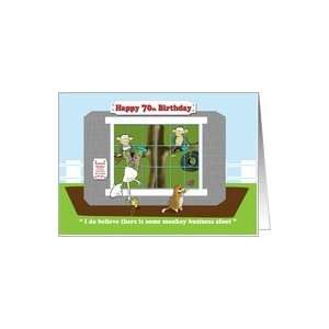  Funny monkey business 70th birthday card, Fat Cat and 