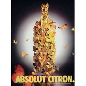  1998 Ad Absolut Citron Yellow Butterfly Butterflies 