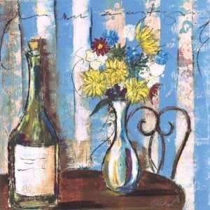  Wine & Flowers I artist Celeste Peters 13.5x13.5