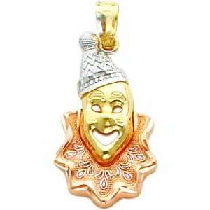  14K Tri Color Gold Clown Charm Jewelry