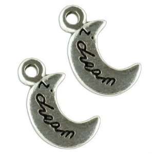  17mm Silver Pewter Crescent Moon I dream Charm Arts 