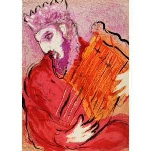  1956 Lithograph King David Harp Instrument Marc Chagall 