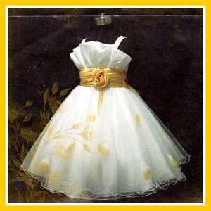 G818 Gold White Christmas Party Flower Girls Pageant Dress SIZE 2 3 4 